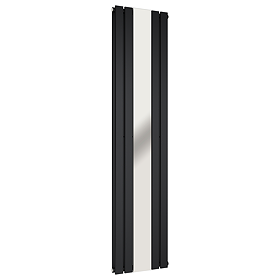 Urban Matt Black Vertical Radiator with Mirror – Double Panel, 1600 x 504mm
