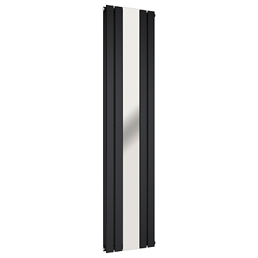Urban Matt Black Vertical Radiator with Mirror – Double Panel, 1600 x 504mm