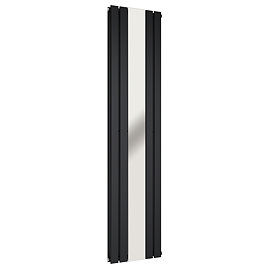 Urban Matt Black Vertical Radiator with Mirror – Double Panel, 1800 x 504mm