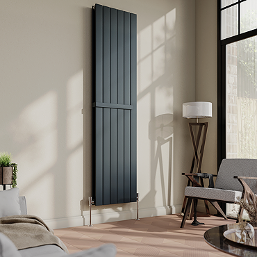 Urban Vertical Radiator - Anthracite Grey - Double Panel (1600mm High) 456mm Wide with Rail