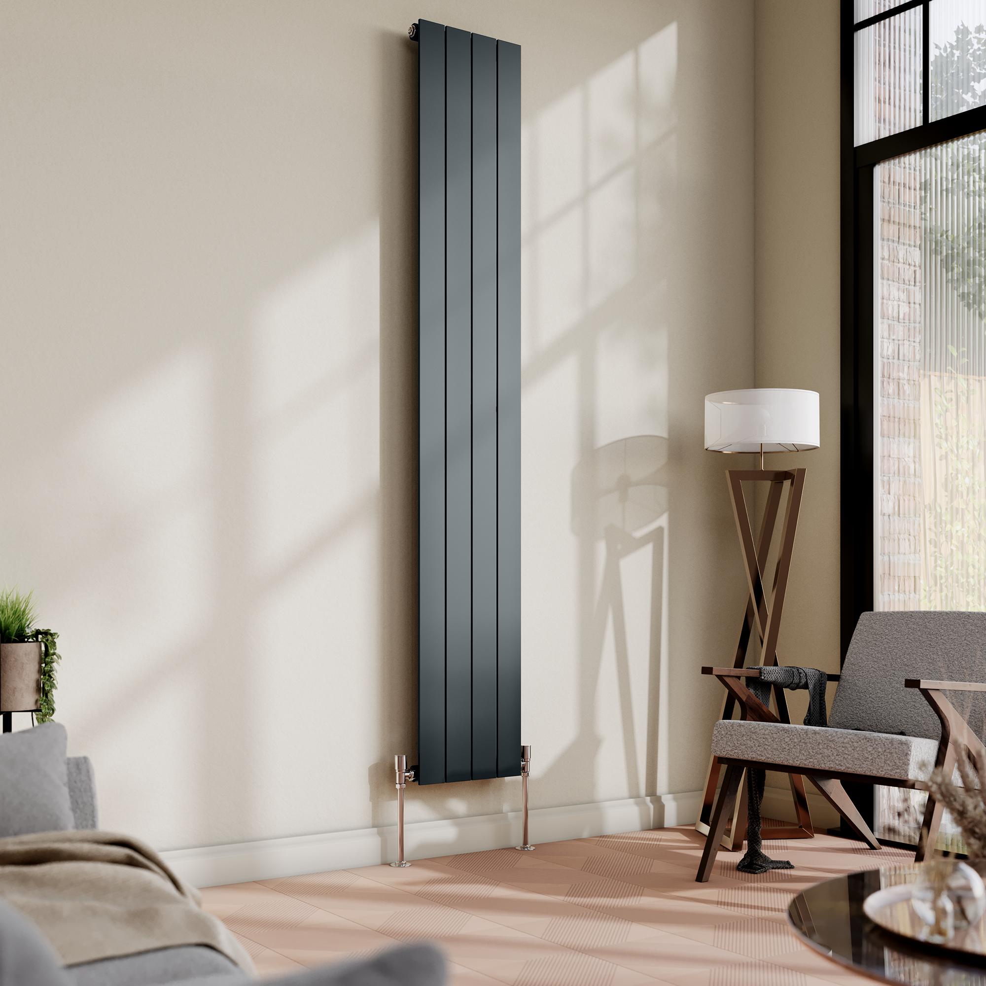 Urban Vertical Radiator - Anthracite - Single Panel (1800x304mm)