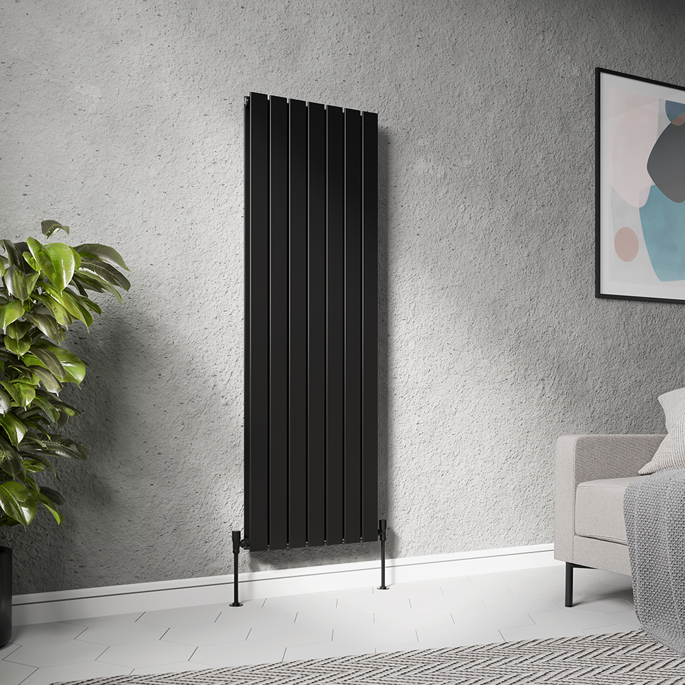 Dek Over Radiator Urban Vertical Radiator - Matt Black - Double Panel (1600mm High) 532mm ...