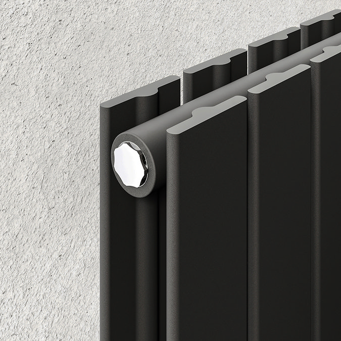 Urban Vertical Radiator - Matt Black - Double Panel (1600mm High) 228mm Wide