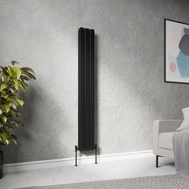 Urban Vertical Radiator - Matt Black - Double Panel (1600mm High) 228mm Wide