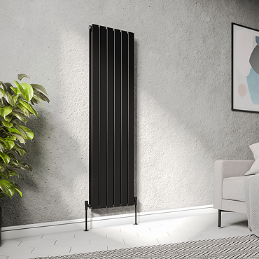 Urban Vertical Radiator - Matt Black - Double Panel (1600mm High) 456mm Wide