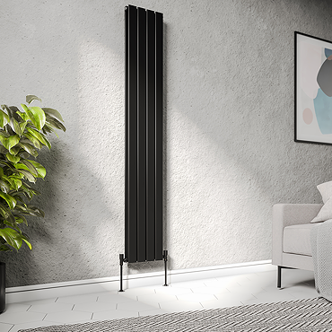 Urban Vertical Radiator - Matt Black - Double Panel (1600mm High) 304mm Wide