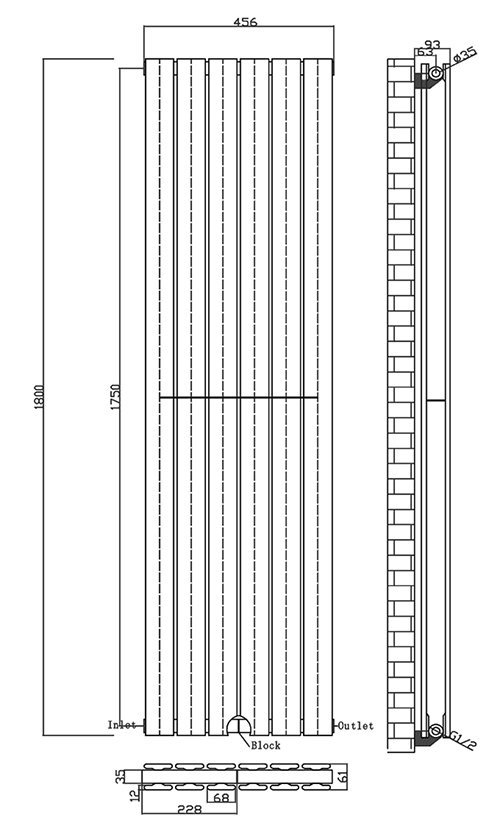 Urban Vertical Radiator - Anthracite - Double Panel