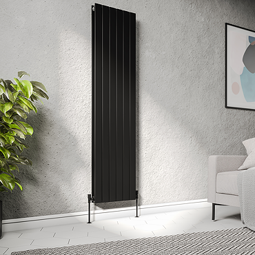 Urban Vertical Radiator - Matt Black - Double Panel (1600mm High) 456mm Wide