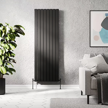 Urban Vertical Radiator - Matt Black - Double Panel (1800mm High) 608mm ...