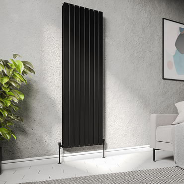 Urban Vertical Radiator - Matt Black - Double Panel (1800mm High) 608mm Wide