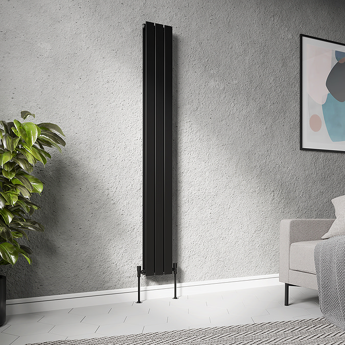 Urban Vertical Radiator - Matt Black - Double Panel (1800mm High) 228mm Wide