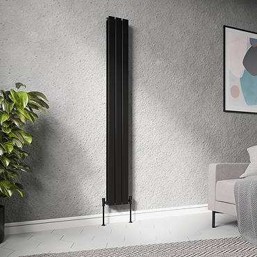 Urban Vertical Radiator - Matt Black - Double Panel (1800mm High) 228mm Wide