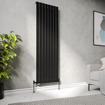 Urban Vertical Radiator - Matt Black - Single Panel (1600mm High) 608mm Wide