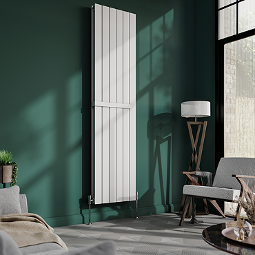 Urban Vertical Radiator - White - Double Panel (1600mm High) 456mm Wide with Rail