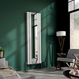 Urban White Vertical Radiator with Mirror – Double Panel, 1600 x 504mm