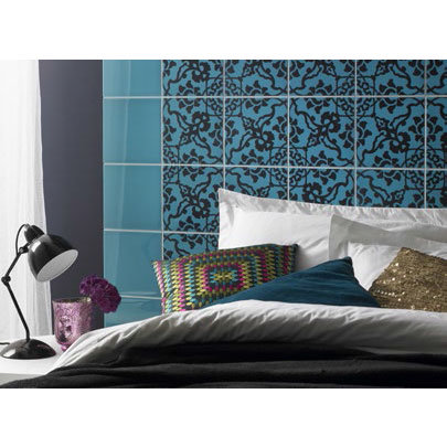 V&A - 6 Santiago Turquoise Decor Wall Tiles - 198x198mm - VA03209 Profile Large Image