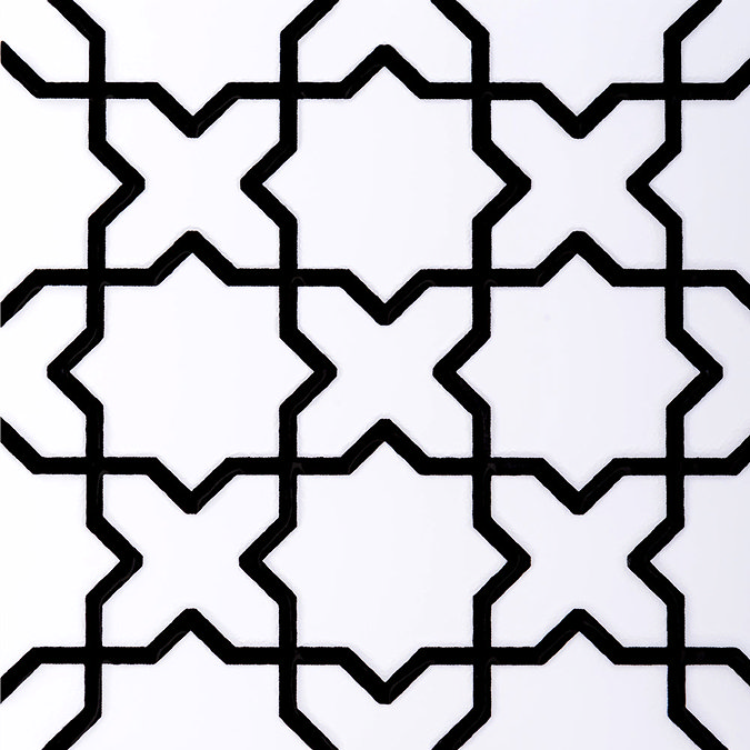V&A - 6 Souk Black & White Decor Wall Tiles - 152x152mm - VA03858 Large Image