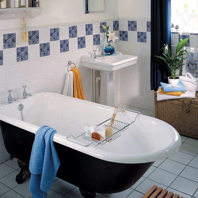 V&A - Cobalt 9 Square Border Wall Tile - 152x152mm - VA90101P Profile Large Image