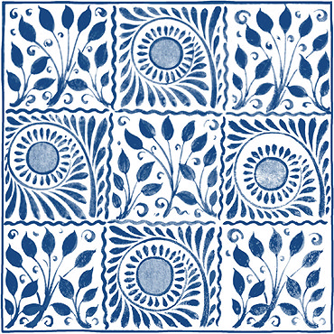 V&A - Cobalt 9 Square Border Wall Tile - 152x152mm - VA90101P Profile Large Image