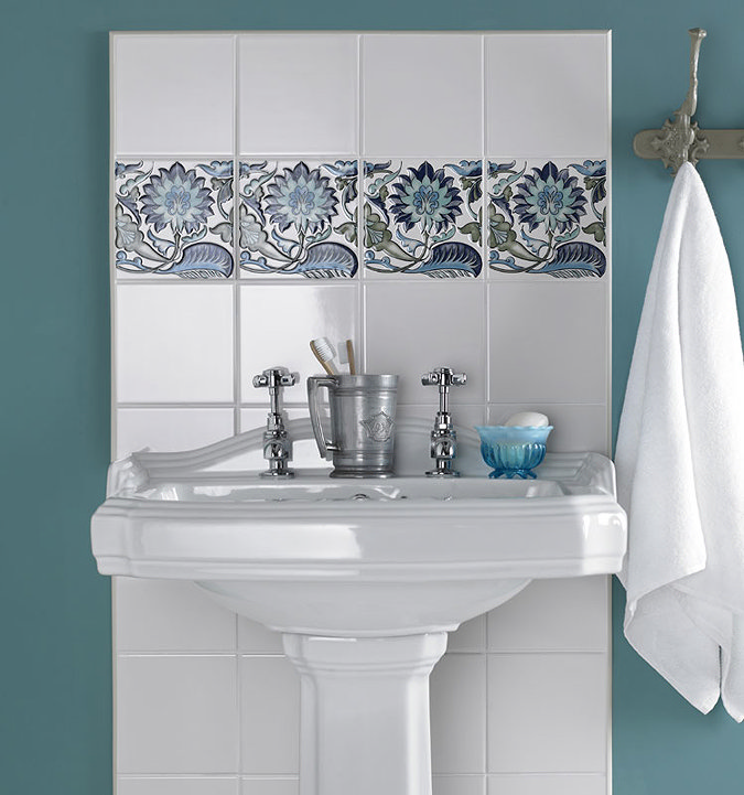 V&A - Morgan Blue Decor Wall Tile - 152X152mm - VA90112 Profile Large Image