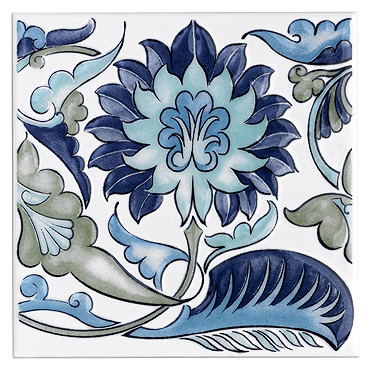 V&A - Morgan Blue Decor Wall Tile - 152X152mm - VA90112 Profile Large Image