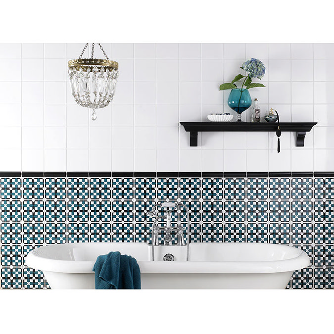 V&A - Owen Cobalt/Black Decor Wall Tile - 152X152mm - VA90116 Profile Large Image