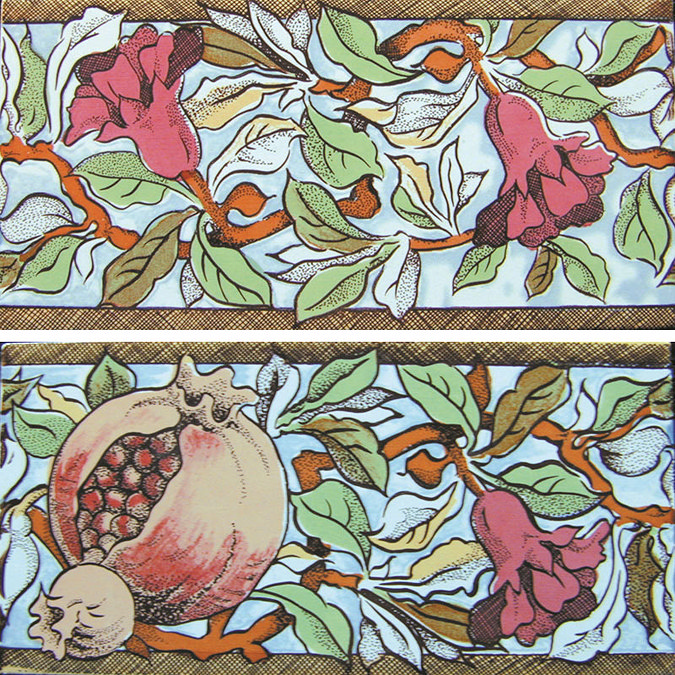 V&A - Pomegranate Fuschia Decor Wall Tiles - 152x76mm - VA90109 Large Image