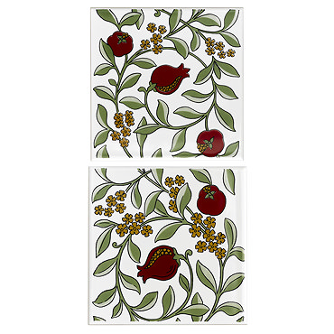 V&A - Pomegranate Red/Green 2 Tile Decor Wall Tiles PK2 - 152X152mm - VA90111 Profile Large Image