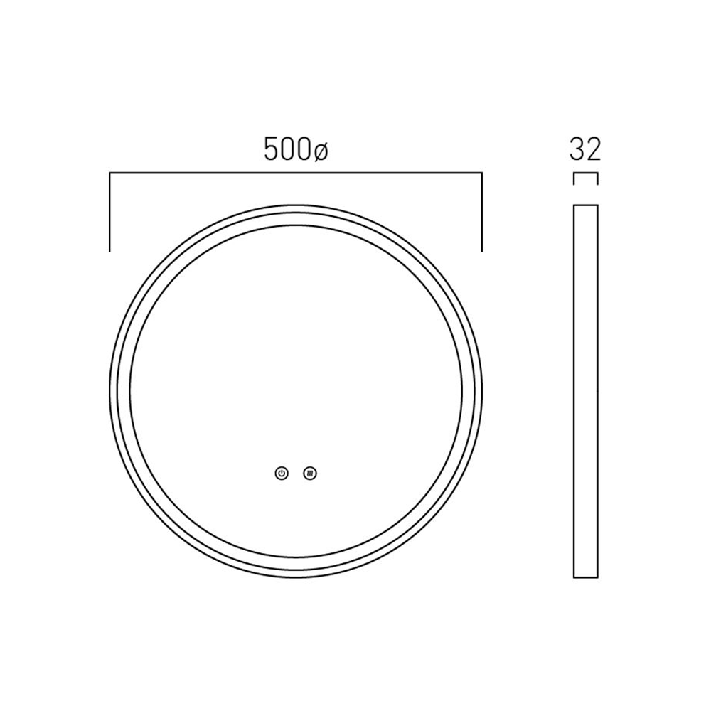 Vado Cameo 500mm Illuminated Round Mirror - Satin Chrome