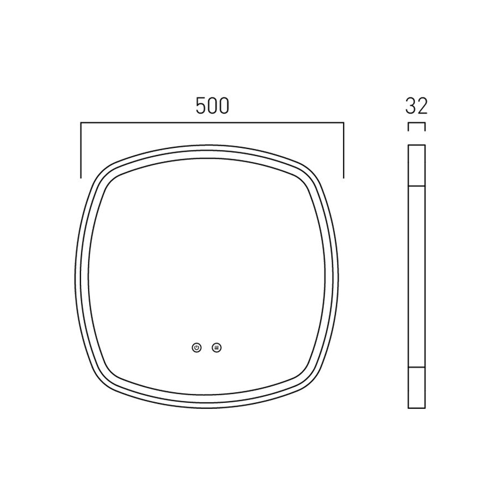 Vado Cameo 500mm Illuminated Soft Square Mirror - Matt Black