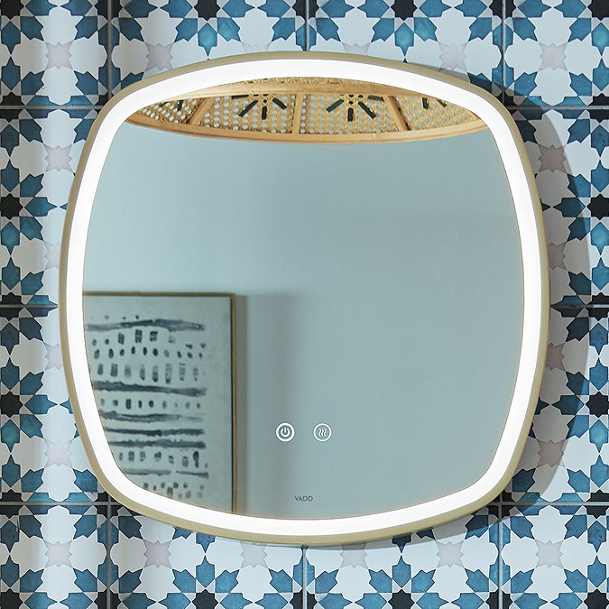 Vado Cameo 500mm Illuminated Soft Square Mirror - Satin Brass