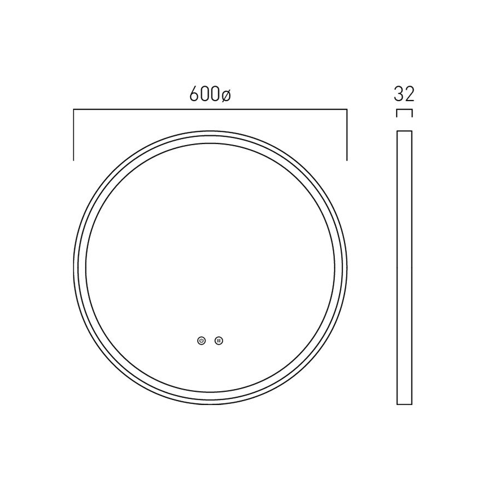 Vado Cameo 600mm Illuminated Round Mirror - Matt White