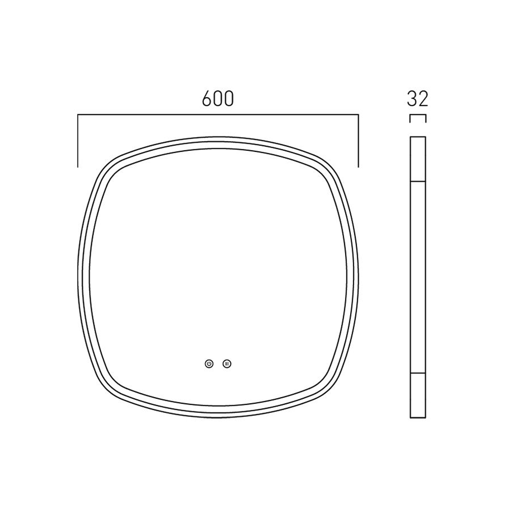 Vado Cameo 600mm Illuminated Soft Square Mirror - Satin Chrome