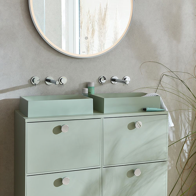 Vado Cameo 800mm Illuminated Round Mirror - Satin Chrome