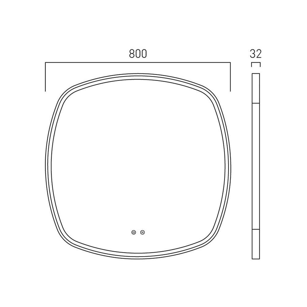 Vado Cameo 800mm Illuminated Soft Square Mirror - Matt White