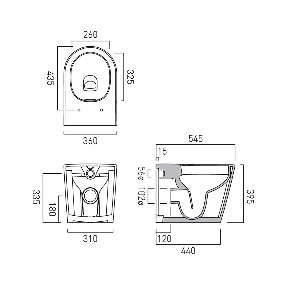 Vado Cameo Back-to-Wall Round Toilet Pan - Gloss White