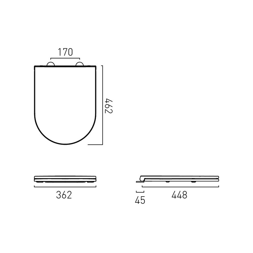 Vado Cameo Back-to-Wall Slimline Round Toilet Seat - White