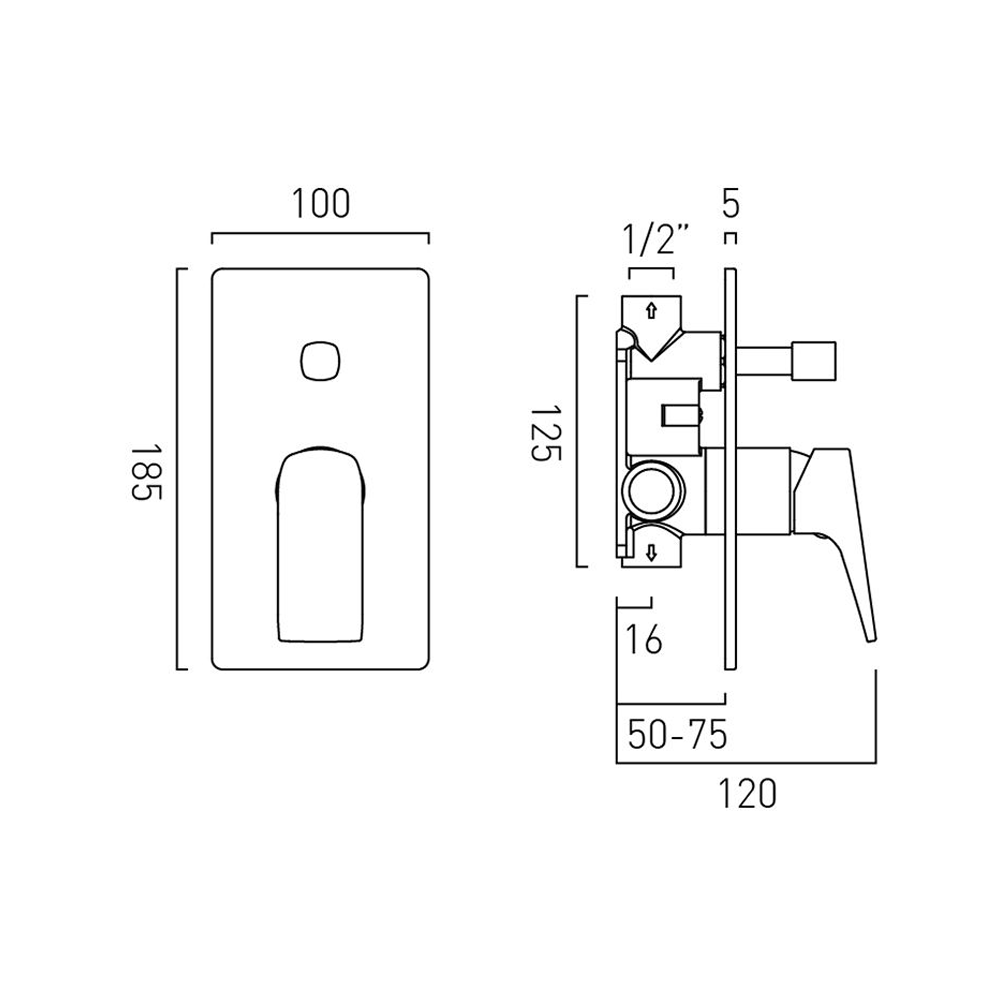 Vado Cameo Concealed Manual Shower Valve with Diverter - Matt White