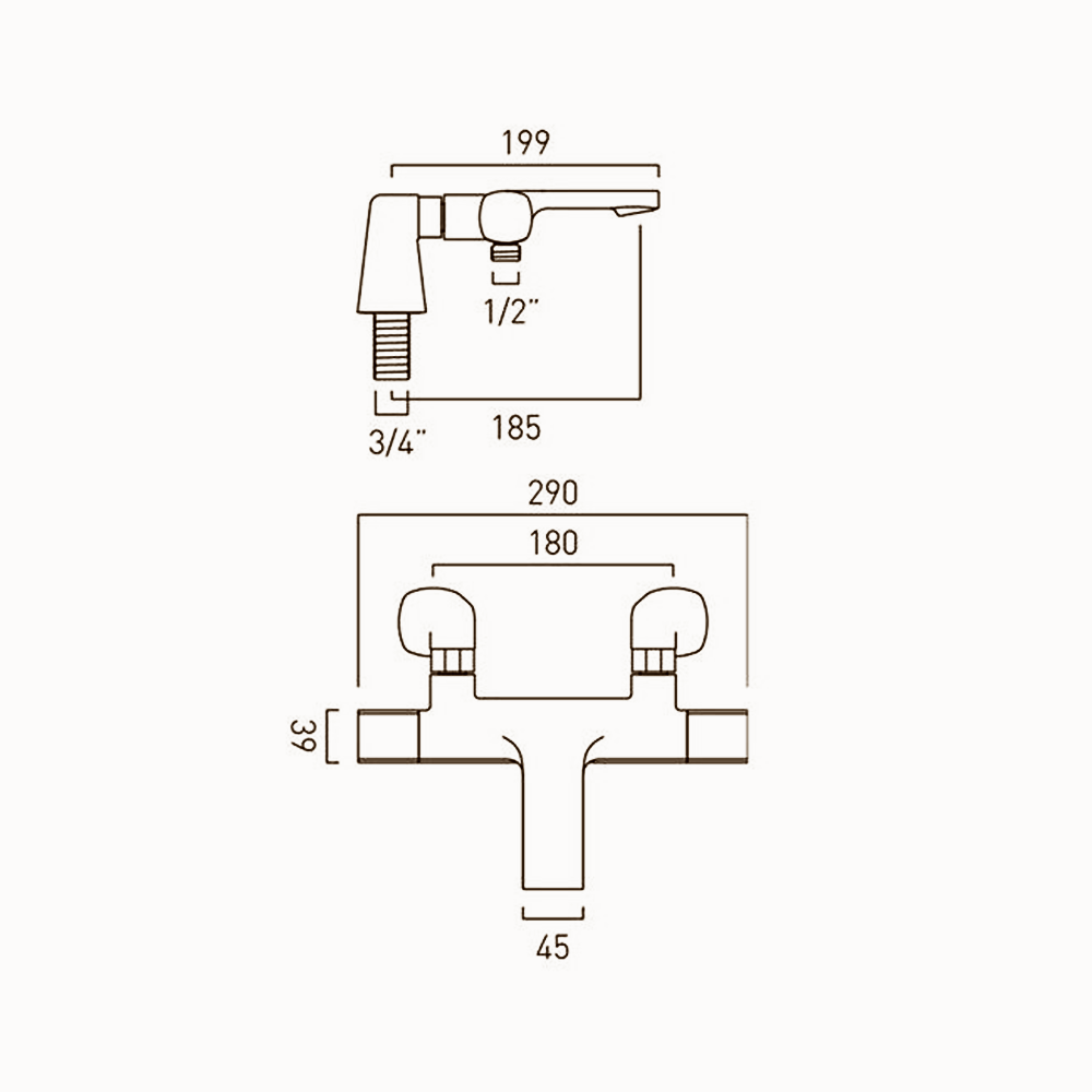 Vado Cameo Deck Mounted Thermostatic Exposed Bath Shower Mixer - Matt White