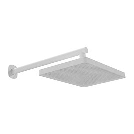 Vado Cameo Fixed Rectangular Shower Head and Wall Arm - Matt White