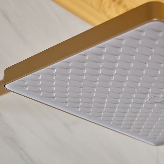 Vado Cameo Fixed Rectangular Shower Head and Wall Arm - Satin Brass