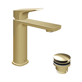 Vado Cameo Lever Basin Mixer & Waste - Satin Brass