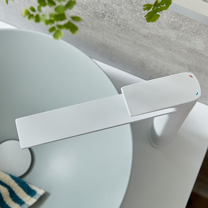Vado Cameo Lever Extended Basin Mixer - Matt White