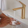 Vado Cameo Lever Low‑Pressure Basin Mixer & Waste - Satin Brass