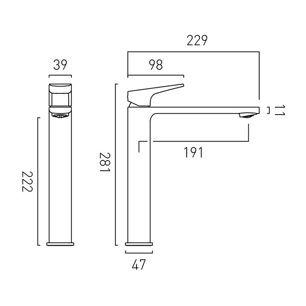 Vado Cameo Lever Low-Pressure Extended Basin Mixer - Matt White