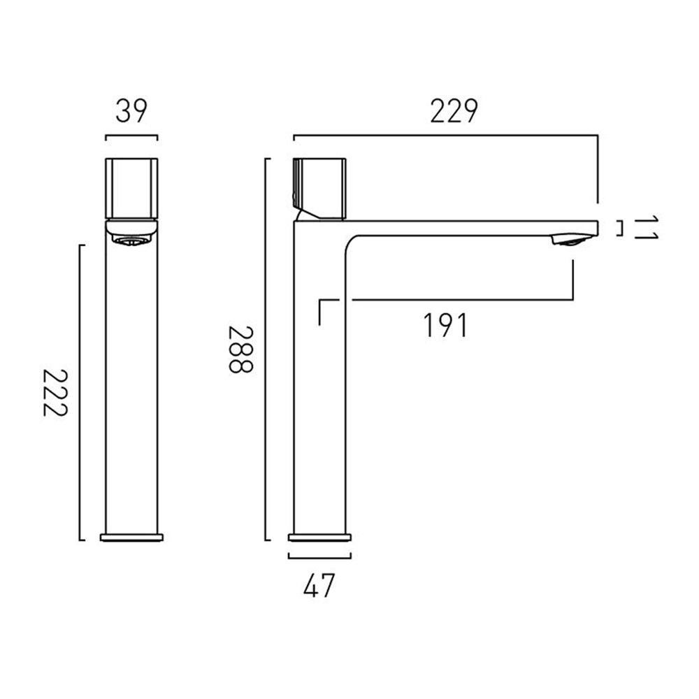 Vado Cameo Leverless Extended Basin Mixer - Matt White