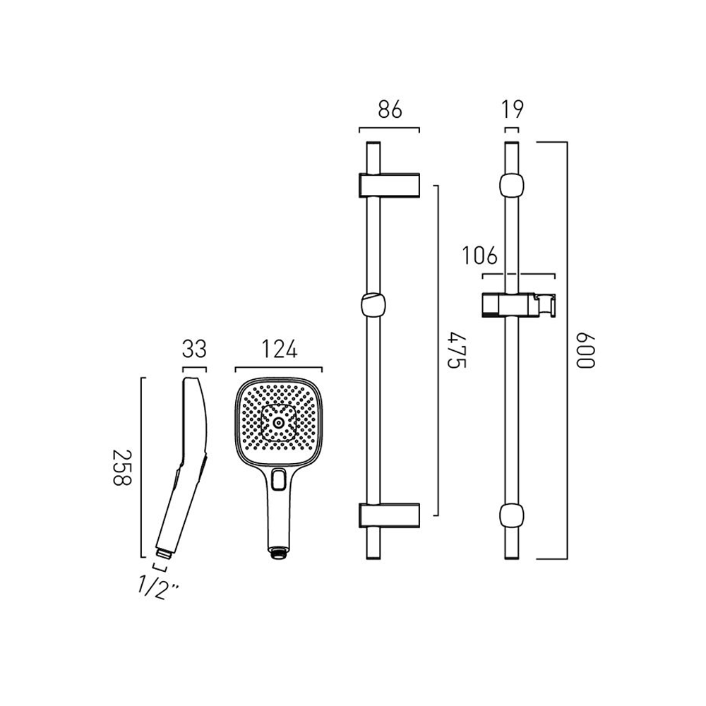Vado Cameo Shower Pack with Multi Function Handset - Satin Brass