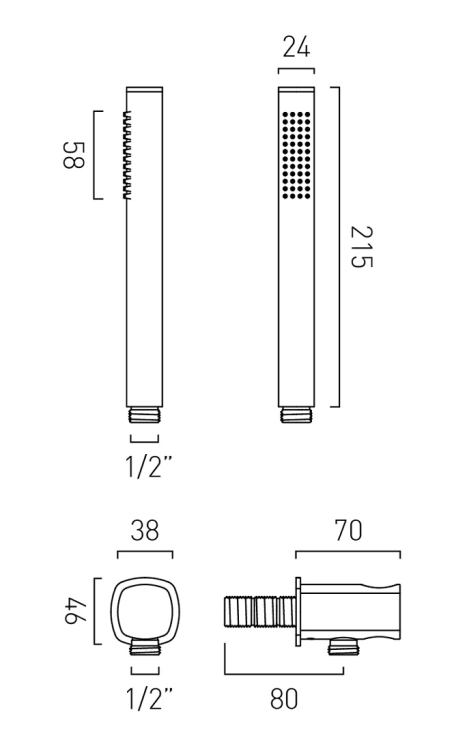 Vado Cameo Shower Pack with Single Function Handset and Fixed Shower Head