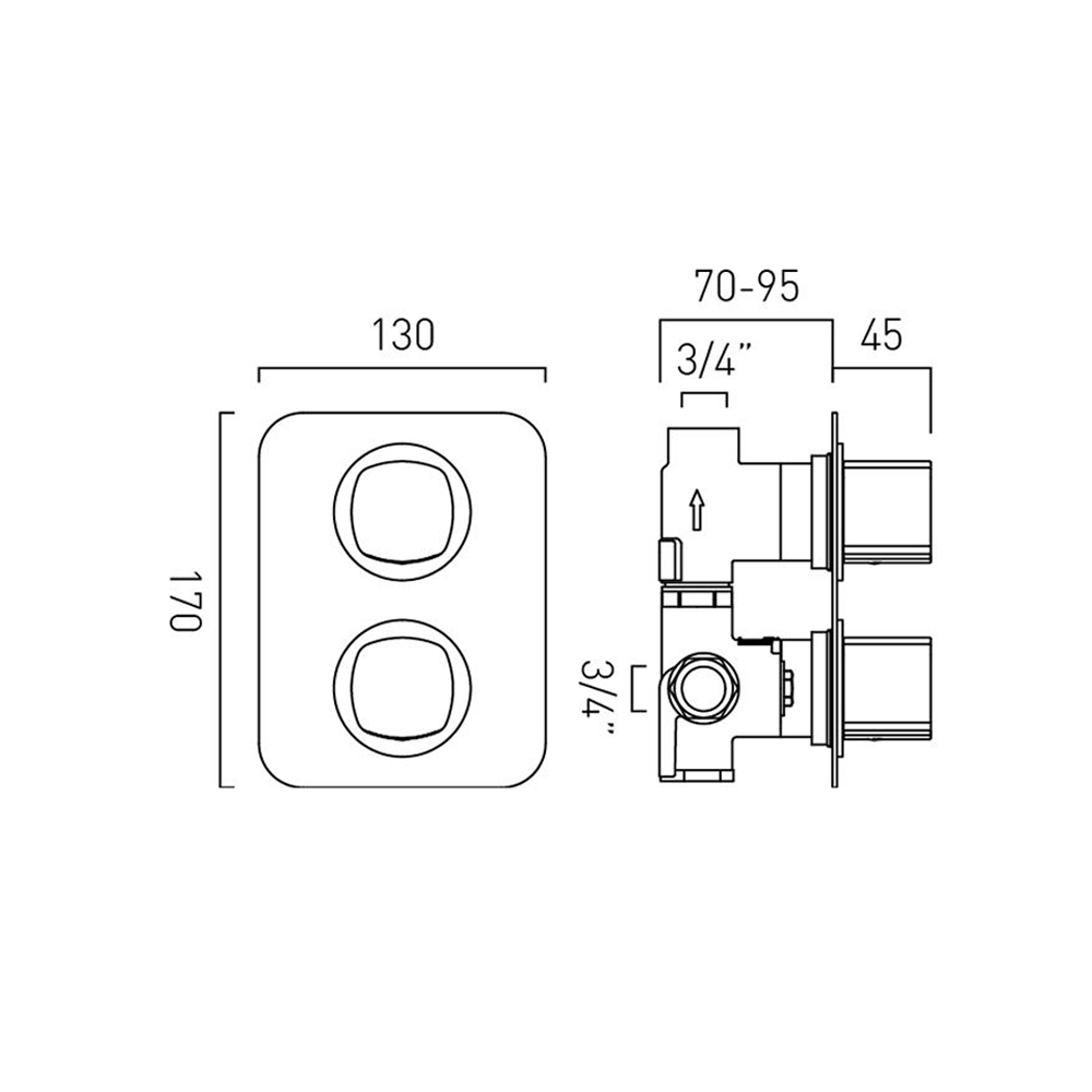 Vado Cameo Single Outlet Concealed Thermostatic Shower Valve - Matt White