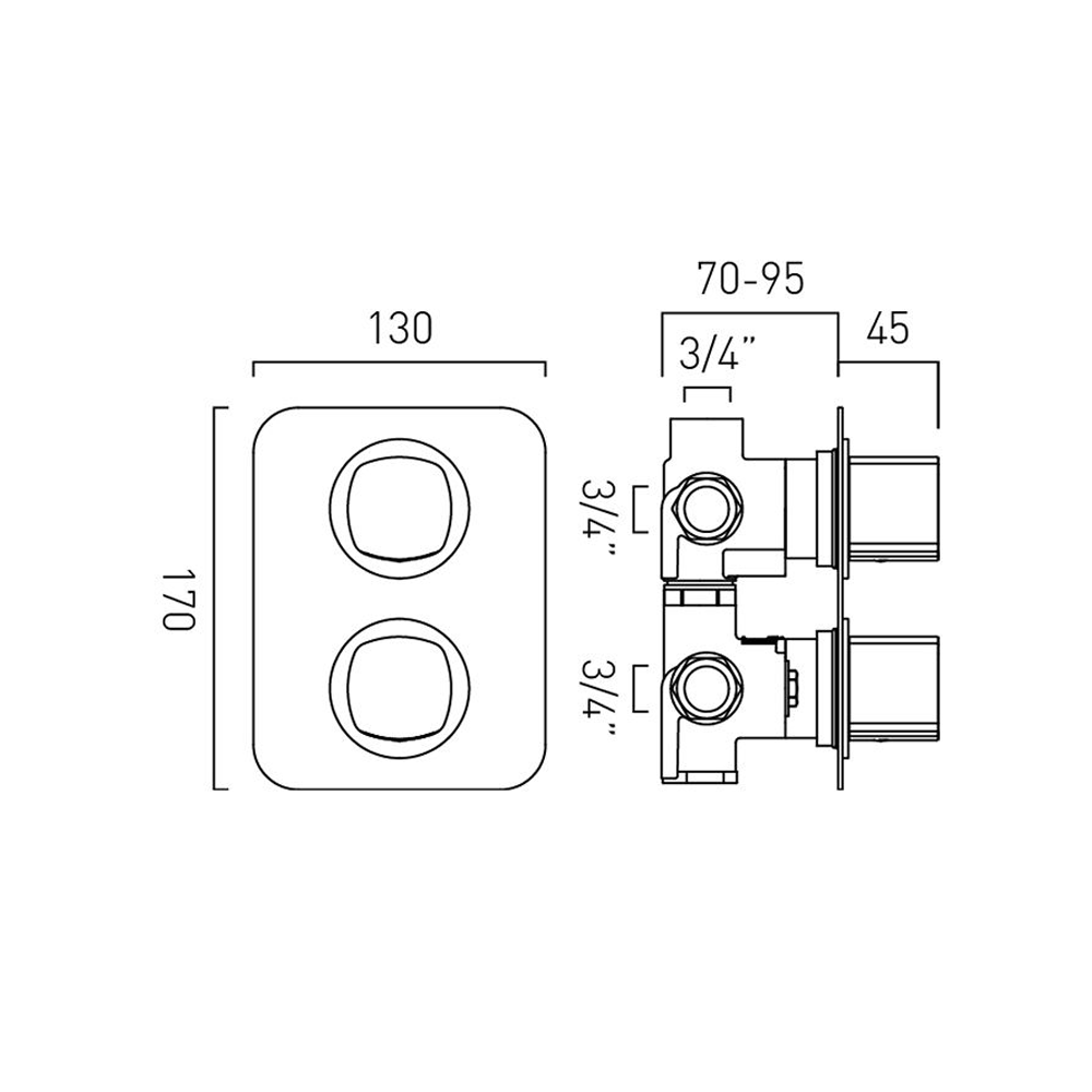 Vado Cameo Triple Outlet Concealed Thermostatic Shower Valve - Matt Black